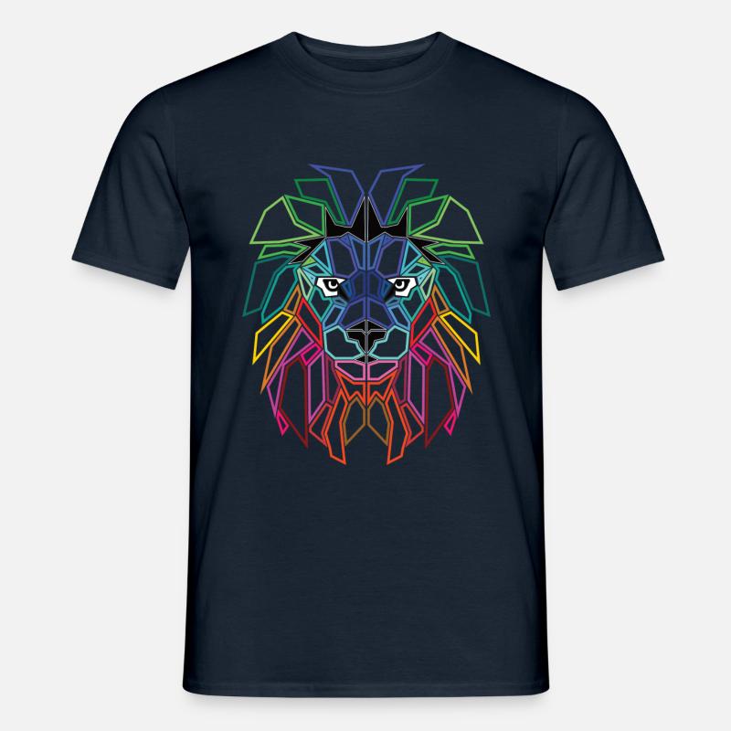 Löwe Löwenkopf Polygon - Männer T-Shirt - Navy