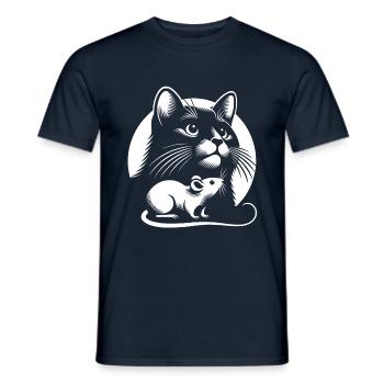 Le chat et la souris dans l’amitié, la paix et l’amour - T-shirt homme - marine - Devant - AI Model Male 178 light (178cm)