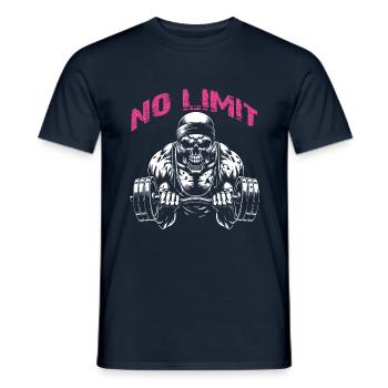 Crâne de musculation No Limit Workout avec haltère - T-shirt homme - marine - Devant - AI Model Male 178 light (178cm)