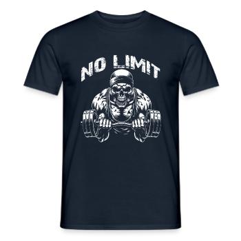 No Limit Workout Bodybuilding Skull with Dumbbell - Men's T-Shirt - navy - Front - AI Model Male 178 light (178cm)