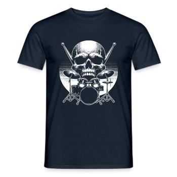 Schlagzeug und Skull Schlagzeuger Rockband - Männer T-Shirt - Navy - Vorne - AI Model Male 178 light (178cm)