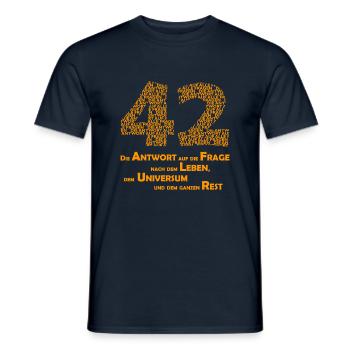 THE answer - 42 - Men's T-Shirt - navy - Front - AI Model Male 178 light (178cm)