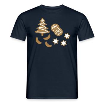 Noël cookie biscuits biscuit Pain D’épice - T-shirt homme - marine - Devant - AI Model Male 178 light (178cm)