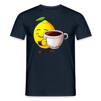 Zitrus-Kaffeezeit: Kawaii Zitrone genießt den - Männer T-Shirt - Navy - Vorne - AI Model Male 178 light (178cm)