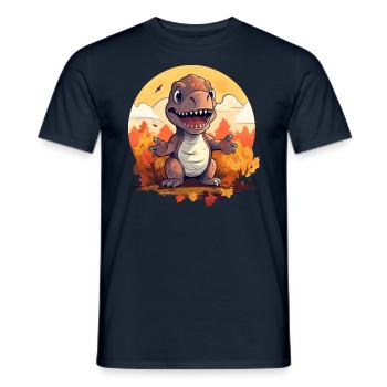 Autumn Trex: Foliage, Leaves and Sunset - Men's T-Shirt - navy - Front - AI Model Male 178 light (178cm)