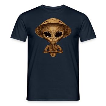 Außerirdisches Alien-Design mit Herbstholz und Bau - Männer T-Shirt - Navy - Vorne - AI Model Male 178 light (178cm)