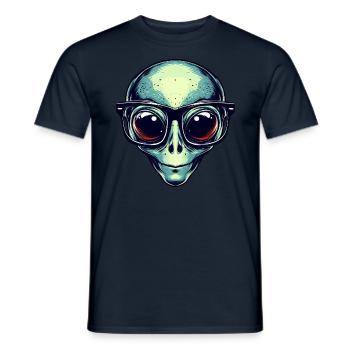 Nerdiges Alien mit Brille - Männer T-Shirt - Navy - Vorne - AI Model Male 178 light (178cm)
