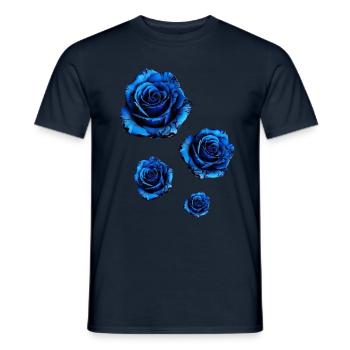 blaue rosen,blau,rosen,malerei,tinte - Männer T-Shirt - Navy - Vorne - AI Model Male 178 light (178cm)