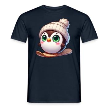 Cute Penguin Snowboard Snowboarder Winter Sports - Men's T-Shirt - navy - Front - AI Model Male 178 light (178cm)
