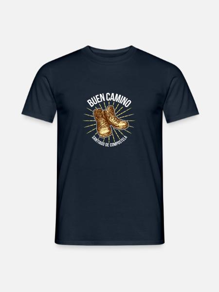 Jakobsweg Schuhe Pilgern - Männer T-Shirt - Navy