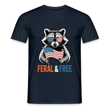 Wild & Frei Rot Weiß Und Wild Waschbär Flagge - Männer T-Shirt - Navy - Vorne - AI Model Male 178 light (178cm)