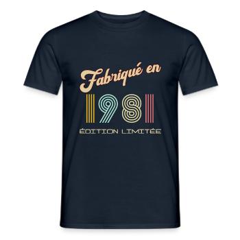 Anniversaire Homme Fabriqué en 1981 vintage - T-shirt homme - marine - Devant - AI Model Male 178 light (178cm)
