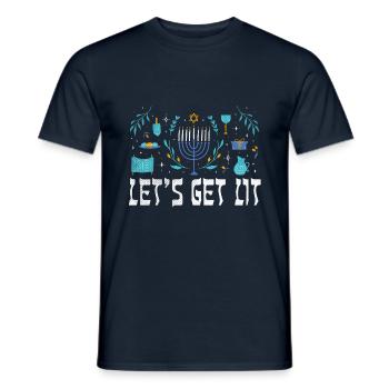 Get Light Jewish Christmas Jew Hanukkah Pattern - Men's T-Shirt - navy - Front - AI Model Male 178 light (178cm)
