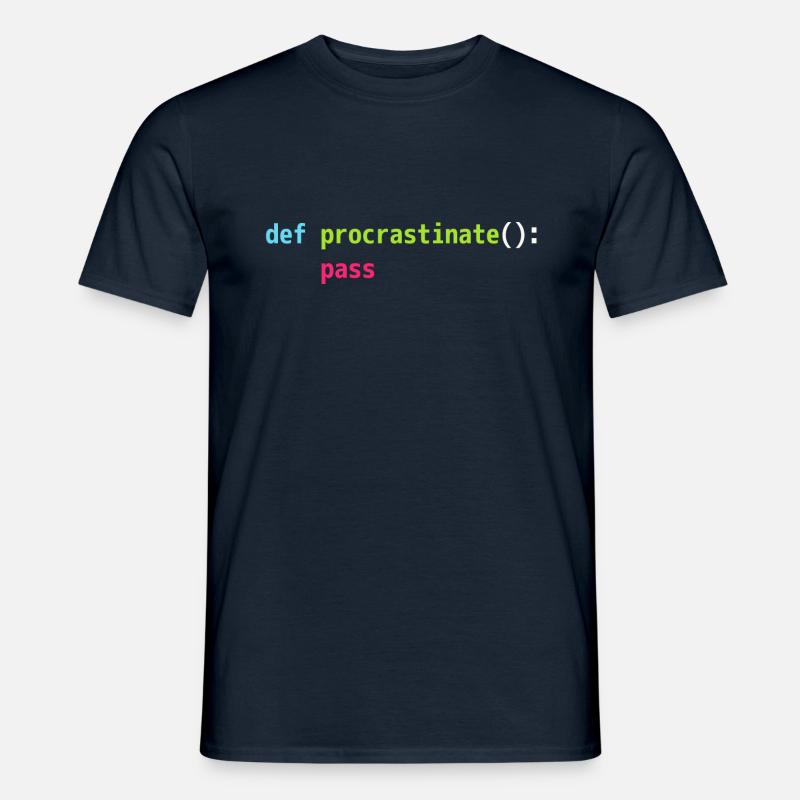 Lustiges Python Code Design def procrastinate pass - Männer T-Shirt - Navy