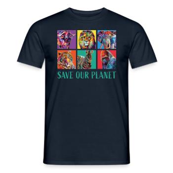 PD Moreno Save Our Planet - T-shirt homme - marine - Devant - AI Model Male 178 light (178cm)