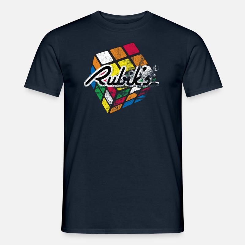 Rubik's Cube Colourful Retro Magic Cube - Men's T-Shirt - navy