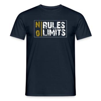 NO RULES NO LIMITS life motto gift - Men's T-Shirt - navy - Front - AI Model Male 178 light (178cm)