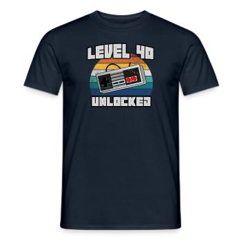 Niveau 40 Unlocked 40th birthday gift idea - Mænd T-shirt - marineblå - Foran - AI Model Male 178 light (178cm)