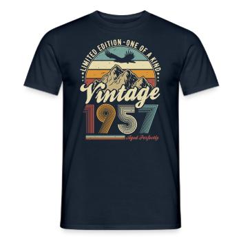 Vintage 1957 Vintage Anniversaire Rétro Cadeau - T-shirt homme - marine - Devant - AI Model Male 178 light (178cm)