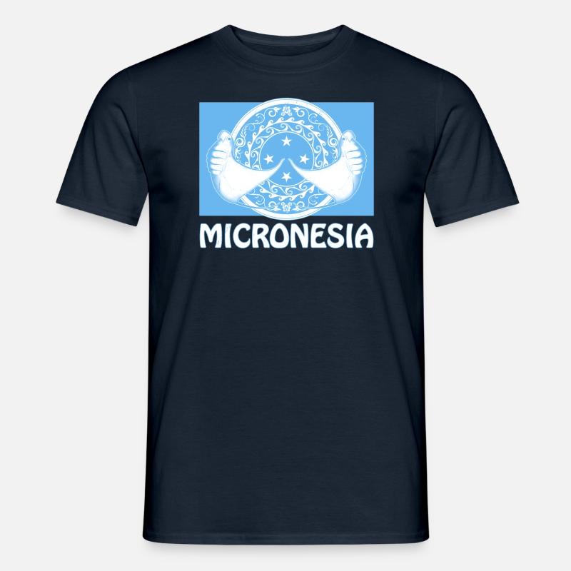 Flagge Mikronesiens und Mantarochen - Männer T-Shirt - Navy