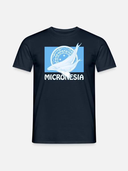 Flagge Mikronesiens und Buckelwale - Männer T-Shirt - Navy