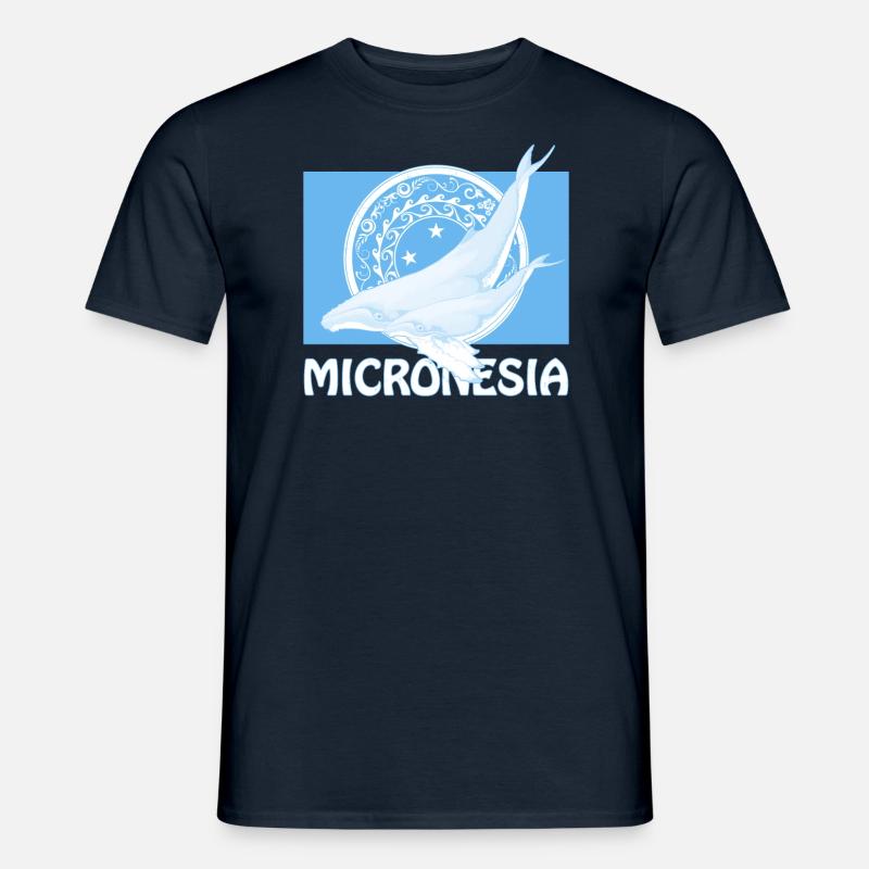 Flagge Mikronesiens und Buckelwale - Männer T-Shirt - Navy