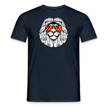 casual lion's head with mirrored sunglasses - Men's T-Shirt - navy - Front - AI Model Male 178 light (178cm)