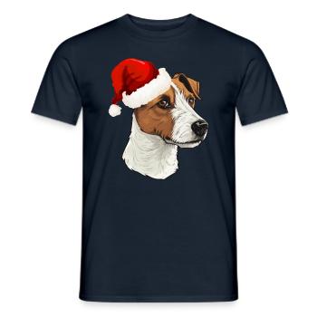 Jack Russell Terrier - Weihnachtsporträt - Männer T-Shirt - Navy - Vorne - AI Model Male 178 light (178cm)