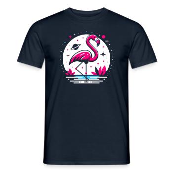 Flamingo in space - Men's T-Shirt - navy - Front - AI Model Male 178 light (178cm)
