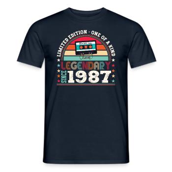 Legendary 1987 35th Birthday Gift Men - Fun - Men's T-Shirt - navy - Front - AI Model Male 178 light (178cm)