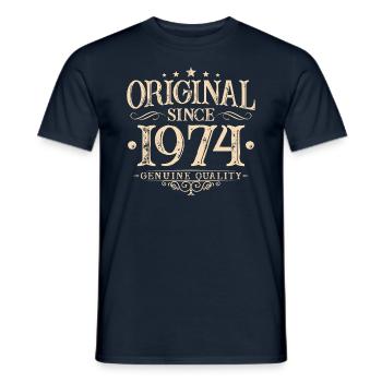 Original depuis 1974 Vintage Vintage anniversaire - T-shirt homme - marine - Devant - AI Model Male 178 light (178cm)