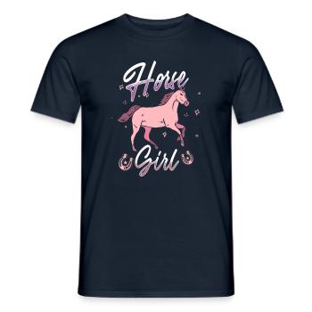 Fille cheval - T-shirt homme - marine - Devant - AI Model Male 178 light (178cm)
