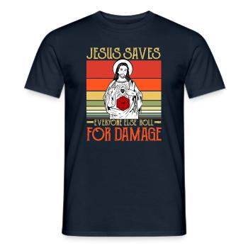 Jesus Saves Everyone Else - Männer T-Shirt - Navy - Vorne - AI Model Male 178 light (178cm)