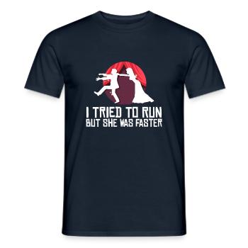 Wedding tried running - Men's T-Shirt - navy - Front - AI Model Male 178 light (178cm)