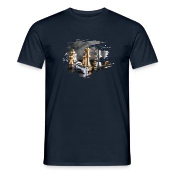 Jeu d'échecs découpé - T-shirt homme - marine - Devant - AI Model Male 178 light (178cm)