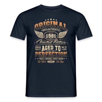 Original 1981 Vintage Born Cadeau d’anniversaire - T-shirt homme - marine - Devant - AI Model Male 178 light (178cm)