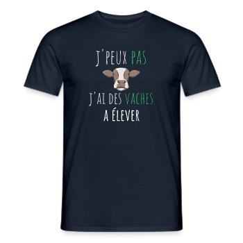 j'peux pas j'ai des vaches a élever cadeau humour - T-shirt homme - marine - Devant - AI Model Male 178 light (178cm)