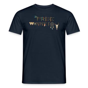 free winnetou,winnetou,indians,feathers,dream catcher - Men's T-Shirt - navy - Front - AI Model Male 178 light (178cm)