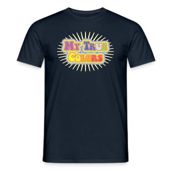 My true colors: rainbow on yellow vintage - Männer T-Shirt - Navy - Vorne - AI Model Male 178 light (178cm)