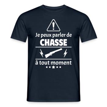 Je peux parler de chasse, chasseur, cadeau noël - T-shirt homme - marine - Devant - AI Model Male 178 light (178cm)