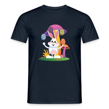 Frohe Ostern Osterhase Ostereier - Männer T-Shirt - Navy - Vorne - AI Model Male 178 light (178cm)