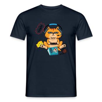 Gaming Gamer gambling cat gift shirt - Men's T-Shirt - navy - Front - AI Model Male 178 light (178cm)