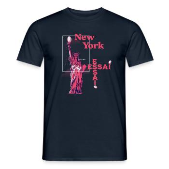 New York City, Essai - T-shirt homme - marine - Devant - AI Model Male 178 light (178cm)