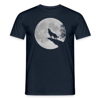 Loup-garou hurlement de loup lune roches complet - T-shirt homme - marine - Devant - AI Model Male 178 light (178cm)