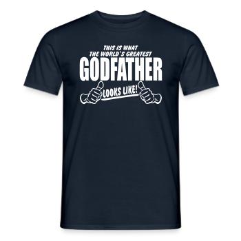 Worlds Greatest GodFather Looks Like - Men's T-Shirt - navy - Front - AI Model Male 178 light (178cm)