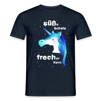 Einhorn blau frech süß Unicorn blaues Einhorn - Männer T-Shirt - Navy - Vorne - AI Model Male 178 light (178cm)