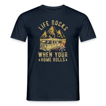 Life Rocks When Your Home Rolls Funny RV Motorhome - Männer T-Shirt - Navy - Vorne - AI Model Male 178 light (178cm)
