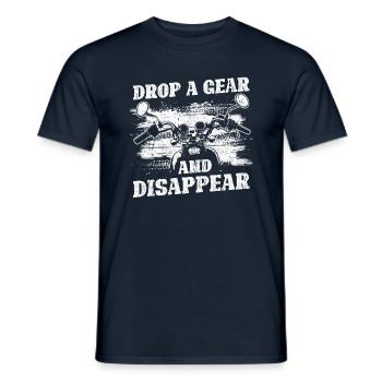 Drop A Gear And Disappear Biker Motorcycle - Men's T-Shirt - navy - Front - AI Model Male 178 light (178cm)