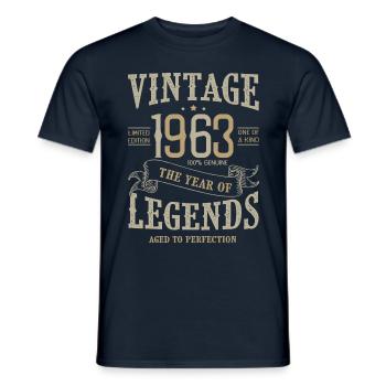 1963 vintage anniversaire born legends 1963 - T-shirt homme - marine - Devant - AI Model Male 178 light (178cm)