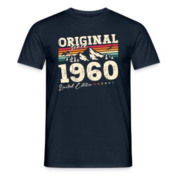 65e anniversaire Original juin 1960 Né en 1960 - T-shirt homme - marine - Devant - AI Model Male 178 light (178cm)